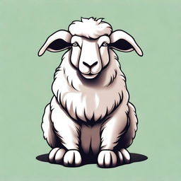 A high-quality digital art illustration of a full-bodied angry sheep sitting