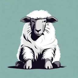 This is an excellent digital art illustration showcasing an aggressive sheep sitting