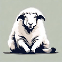 This is an excellent digital art illustration showcasing an aggressive sheep sitting