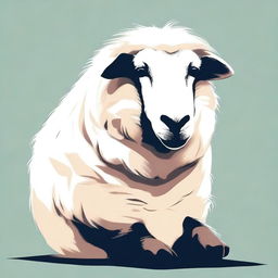 This is an excellent digital art illustration showcasing an aggressive sheep sitting