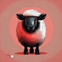 A high-quality digital art image featuring a black sheep without horns sitting down