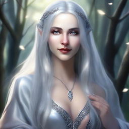 This is a high-quality, realistic fantasy portrait of a beautiful young dark elven priestess