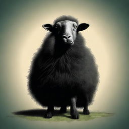 This is a top-notch digital art representation of a black sheep sitting down