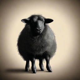 This is a top-notch digital art representation of a black sheep sitting down