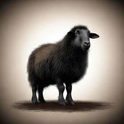 This is a top-notch digital art representation of a black sheep sitting down