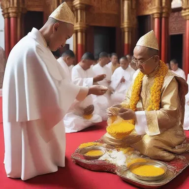 During the religious ceremony, the priest offered a gooey substance as a symbol of purification and spiritual transformation.