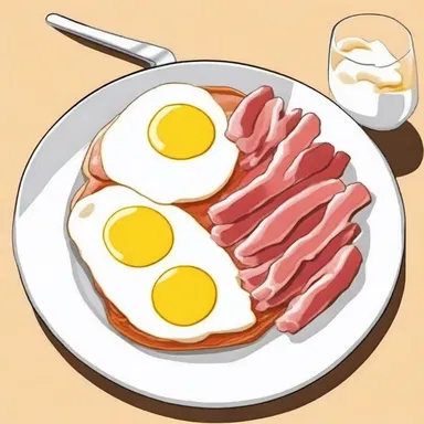 In the anime series, the main character's favorite meal was a side of bacon with sunny-side-up eggs.