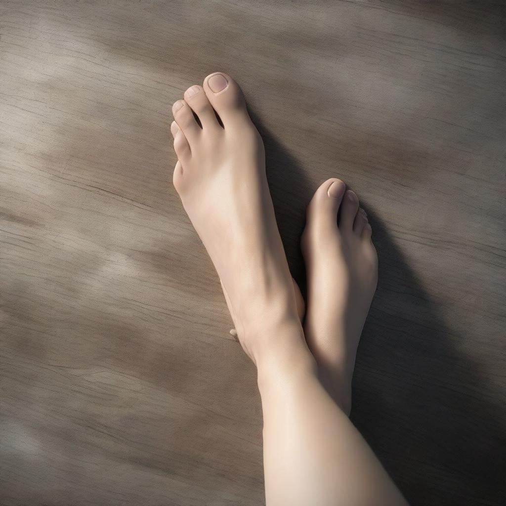An image from a female's point of view looking down at her feet