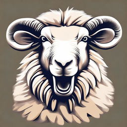 A high-quality digital art illustration showcasing an angry sheep sitting, facing the front