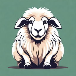 A high-quality digital art illustration showcasing an angry sheep sitting, facing the front