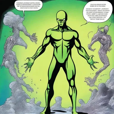 In the comic book, the scientist performed a monohybrid cross between a human and an alien, resulting in an unexpected superpower.
