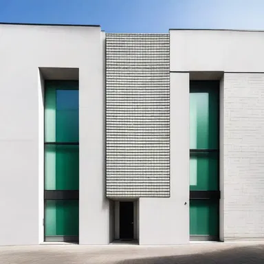 The imperforate façade of the modernist building gives it a distinct and minimalist look.