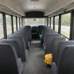 A housekeeping bus equipped with all the necessary cleaning tools and supplies.