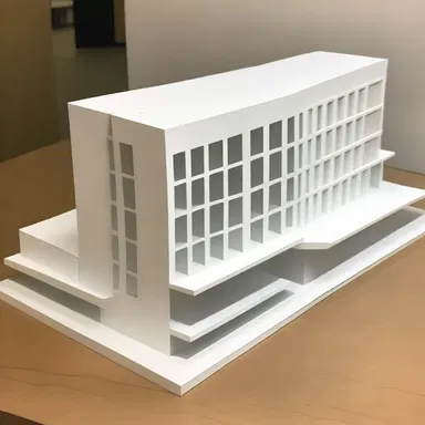 The architect used poster board to create a model of the building's facade.
