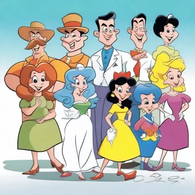 The artist used colorful poster board to draw characters for the cartoon show.