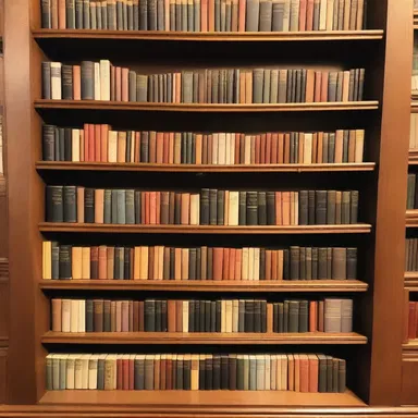 The bookshelf contained a miscellaneous collection of classic novels, poetry, and nonfiction titles.