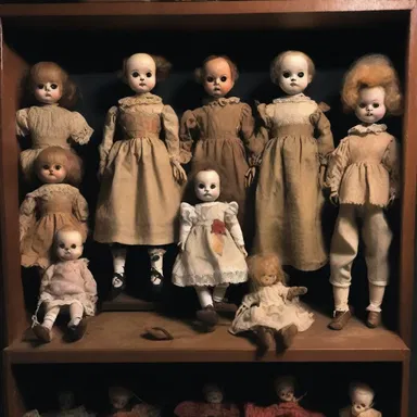 The basement was filled with a miscellaneous assortment of creepy dolls, eerie masks, and chilling props.