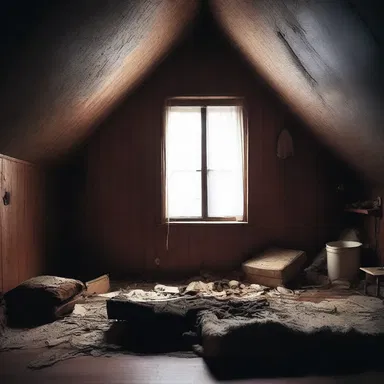 The miscellaneous objects in the attic gave the room a creepy atmosphere, perfect for a horror movie scene.