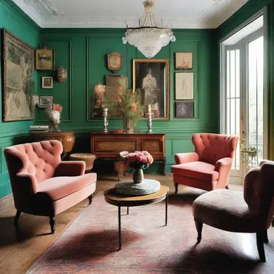 The eclectic mix of furniture and decorations created a unique and miscellaneous style in the interior design of the house.