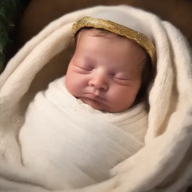 During the Christmas service, the newborn baby Jesus was wrapped in swaddling bands.