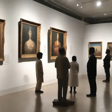 The episode of the TV series showcased an art exhibition where the characters interacted with paintings and sculptures.