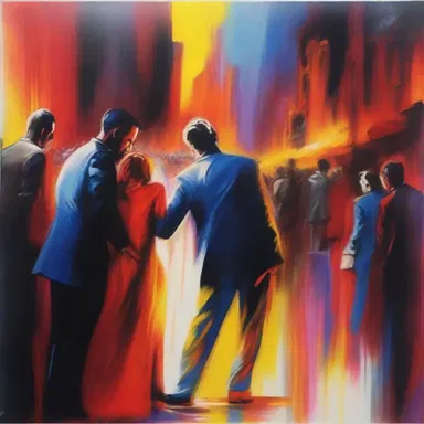 The artist created a beautiful painting depicting a vivid episode from the series of events.