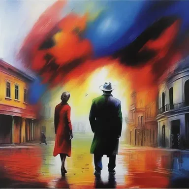 The artist created a beautiful painting depicting a vivid episode from the series of events.