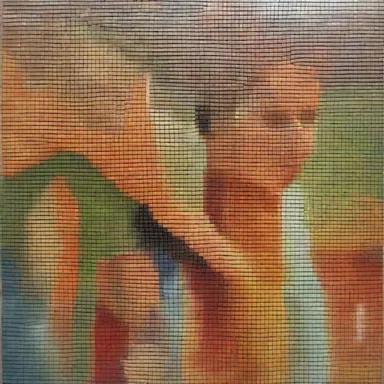 The artist used a mosaic technique to create a beautiful mural by arranging small tiles representing each hexadecimal digit.