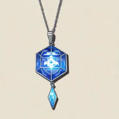 The character in the anime possesses a unique necklace with a pendant resembling a glowing hexadecimal digit.