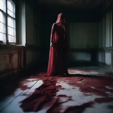 She stumbled upon a silken garment in the dark, abandoned attic, only to discover it was stained with blood.