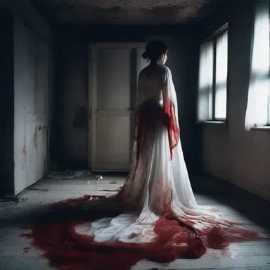 She stumbled upon a silken garment in the dark, abandoned attic, only to discover it was stained with blood.