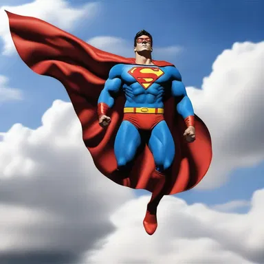 The superhero's cape flowed behind him, its material so silken that it seemed to defy gravity as he soared through the sky.