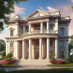 This is a high-quality digital art image of a magnificent mansion