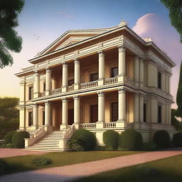 This is a high-quality digital art image of a magnificent mansion