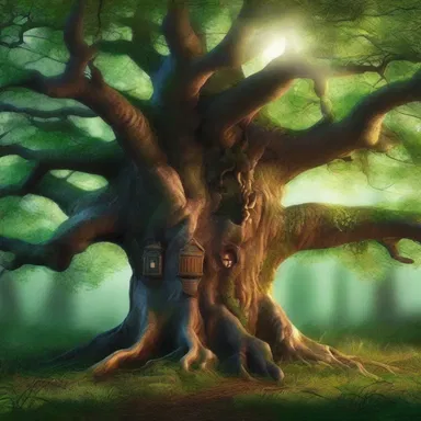 The enchanted tree in the fantasy world would occasionally ooze out shimmering sap that possessed magical properties.