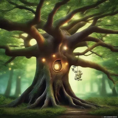 The enchanted tree in the fantasy world would occasionally ooze out shimmering sap that possessed magical properties.