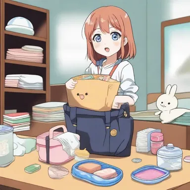 The main character in the anime series always keeps a bagful of magical items for emergencies.