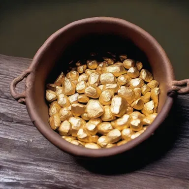 During the historic gold rush, miners would often carry a bagful of gold nuggets they collected from the rivers.
