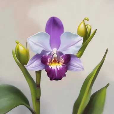The artist captured the delicate beauty of the swan-neck orchid in her painting, using vibrant colors and intricate brushstrokes.