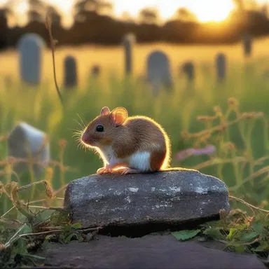 As the sun set, the field mouse scurried across the abandoned graveyard, sending a chill down my spine.