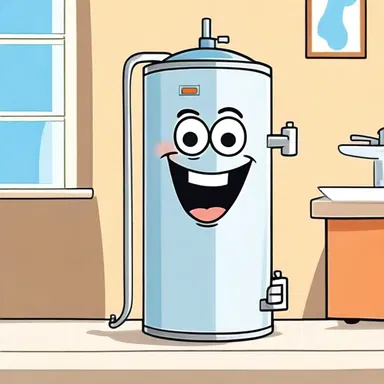 In the cartoon, the water heater was transformed into a funny character with a big smile.
