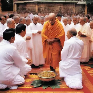 In certain traditions, devotees might step on sacred ground as a form of reverence and respect.
