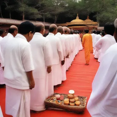 In certain traditions, devotees might step on sacred ground as a form of reverence and respect.