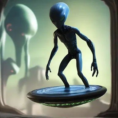 The advanced aliens in the story have technology that allows them to step on invisible platforms, defying gravity and the laws of physics.
