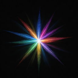 A radiant star shining in an array of bright colors against a contrasting dark night sky.