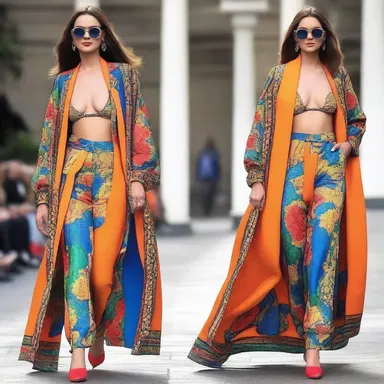 She walked into the fashion show wearing a talkative and vibrant outfit that made heads turn.