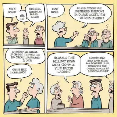 The speech bubbles in the comic strip depicted the characters speaking talkatively and excitedly about their plans.