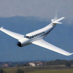 An aerodynamic airplane with wings designed to mimic the elegance and curvature of bird wings.