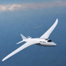 An aerodynamic airplane with wings designed to mimic the elegance and curvature of bird wings.