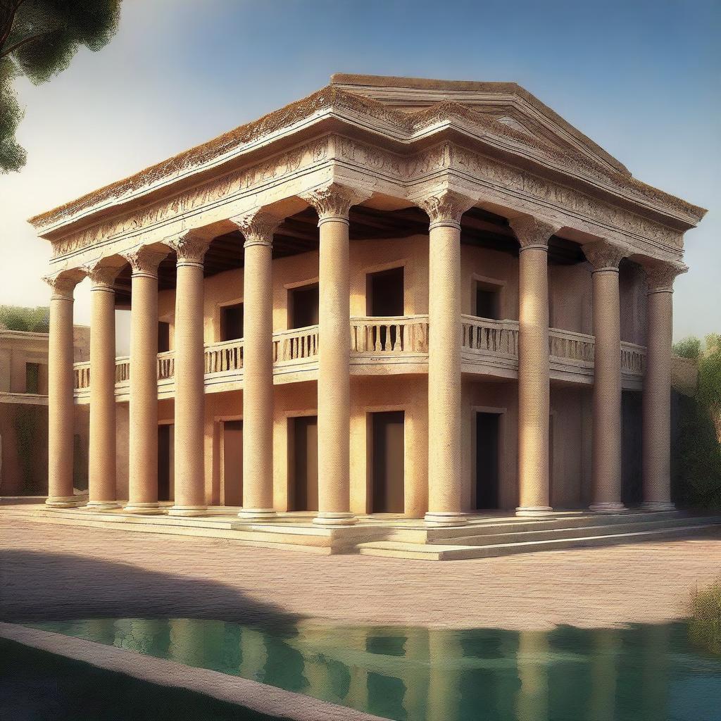 The image is a high-quality digital rendering of an ancient Perspolis mansion